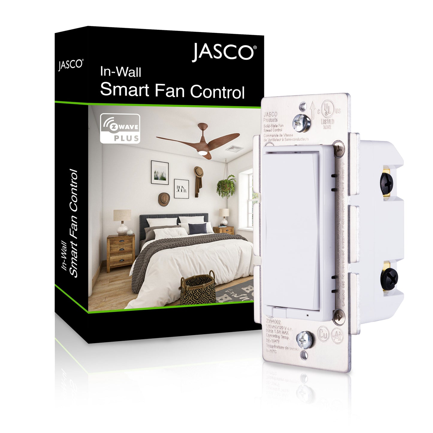 Jasco Z-Wave In-Wall Smart Fan Control, White