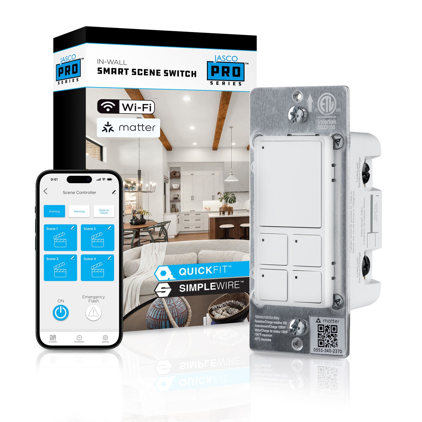 JascoPro In-Wall Matter-Enabled Wi-Fi Smart Scene Switch