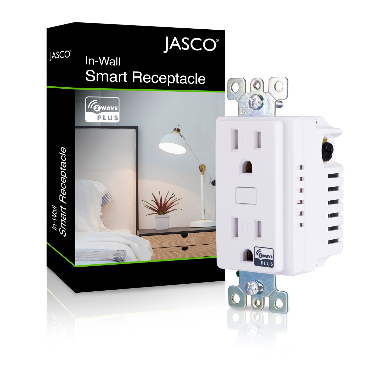Jasco Z-Wave Smart Tamper Resistant Receptacle, 500swb
