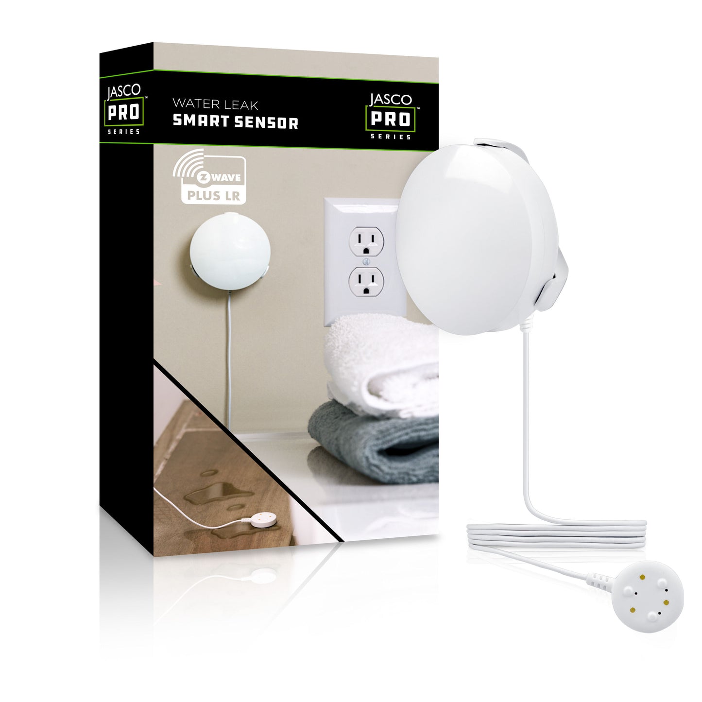 JascoPro Z-Wave Water Leak Sensor, Detachable Probe, 800swb