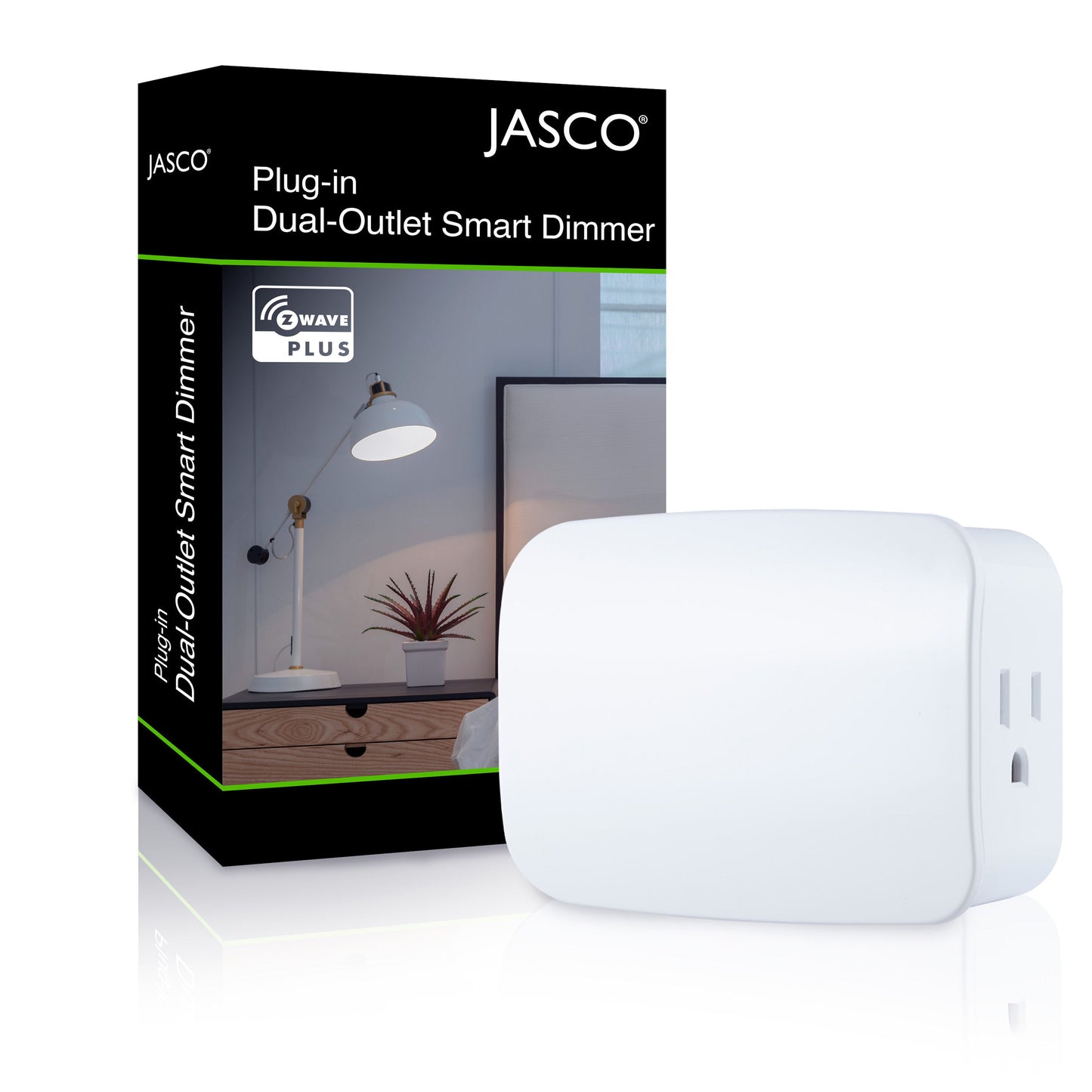 Jasco Z-Wave Plus Plug-In Smart Dimmer, Dual Plug, Passthrough, 500s