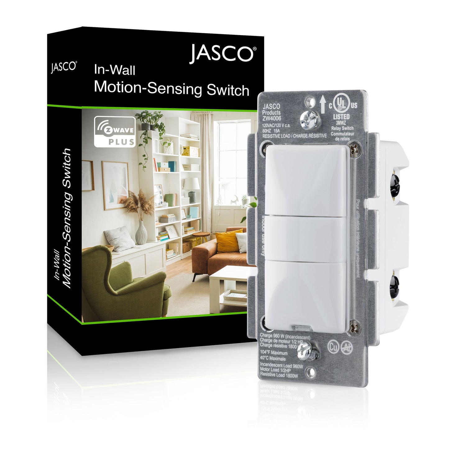 Jasco Z-Wave Motion Sensing Switch, In-Wall, 500swb