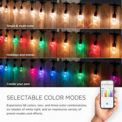 JascoPro Wi-Fi LED Color-Changing Cafe Lights, 48ft., 24 Lights, Rgbw