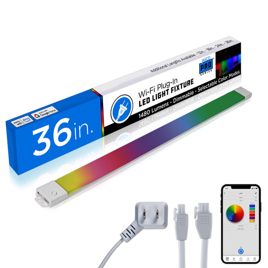JascoPro Wi-Fi Plug-In LED Color-Changing Light Fixture, 36in., Dimmable