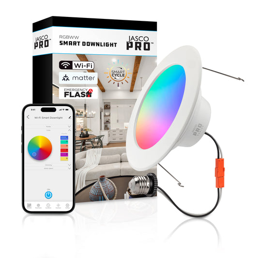 JascoPro Matter-Enabled Wi-Fi Smart Downlight, 6in., Rgbww