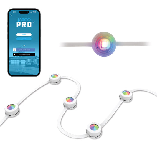 JascoPro Under Eave Light Add On Light Strand, 36 Lights, Rgbww, Smooth Cord, 33ft, White